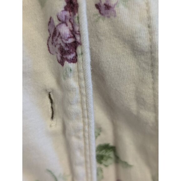 Lauren Ralph Lauren Floral Nightshirt S 100% Cotton Button-Down Yellow & Purple - Picture 6 of 7